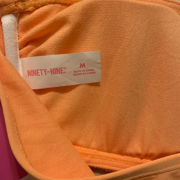 Ninety Nine Orange and Pink Crochet Bikini Halter Top - Picture 3 of 3